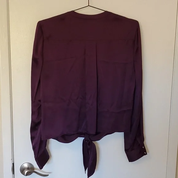 100% Silk Antonio Melani Purple Long Sleeve Blouse - Picture 5 of 6
